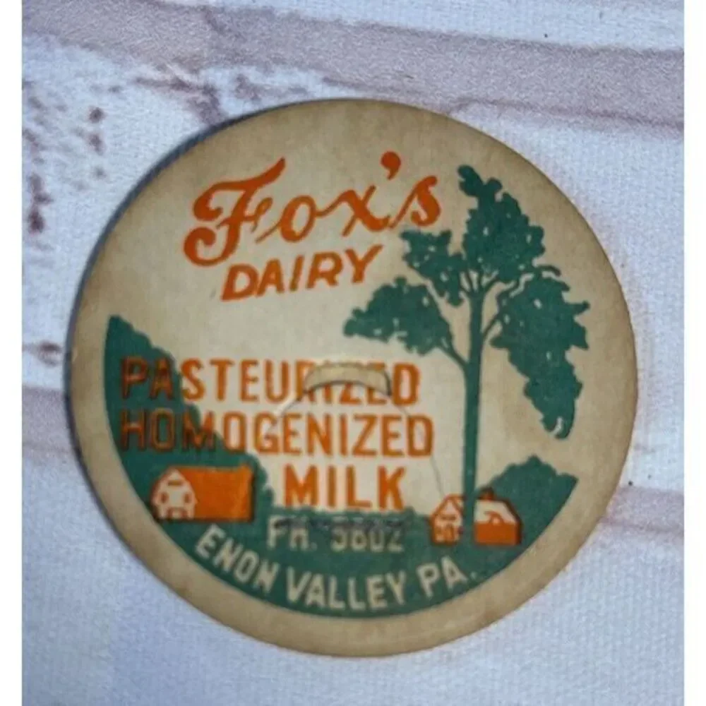 Antique Milk Bottle Caps Fox's Dairy (5)‎ Enon, PA Pasteurized Homogenized